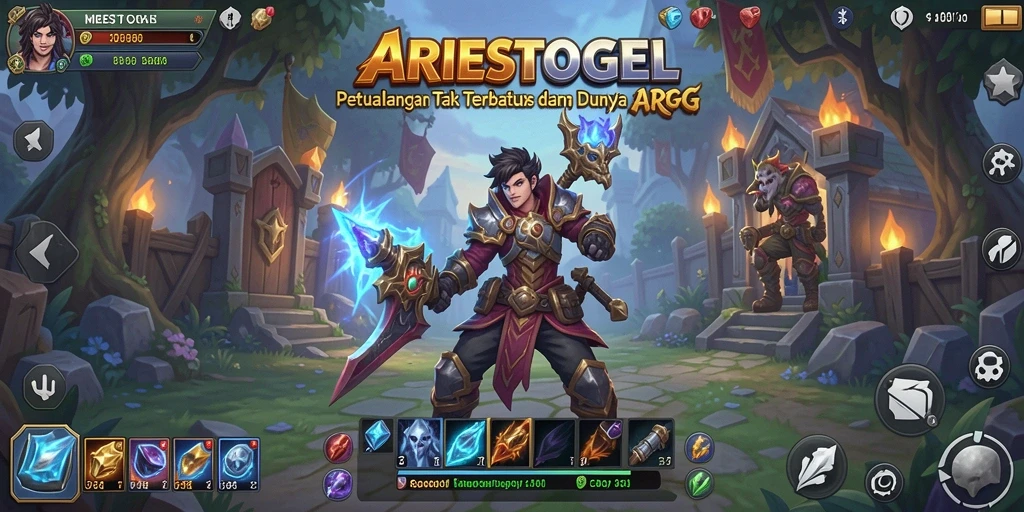 Screenshot menampilkan pertarungan seru dalam game ARPG ARIESTOGEL.