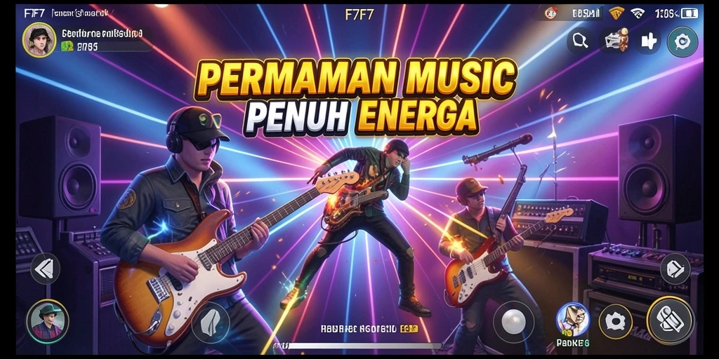 Screenshot gameplay F7F7 menunjukkan keseruan bermain musik.