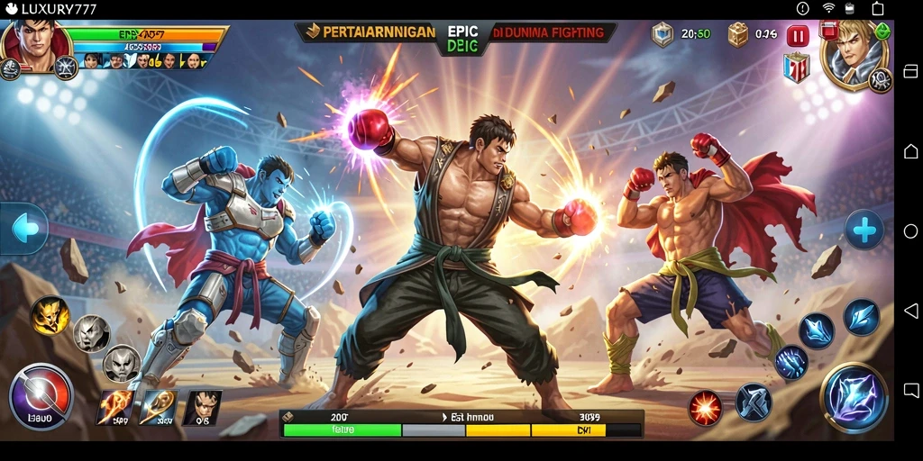 Gameplay mendebarkan dengan pertarungan intens di LUXURY777.
