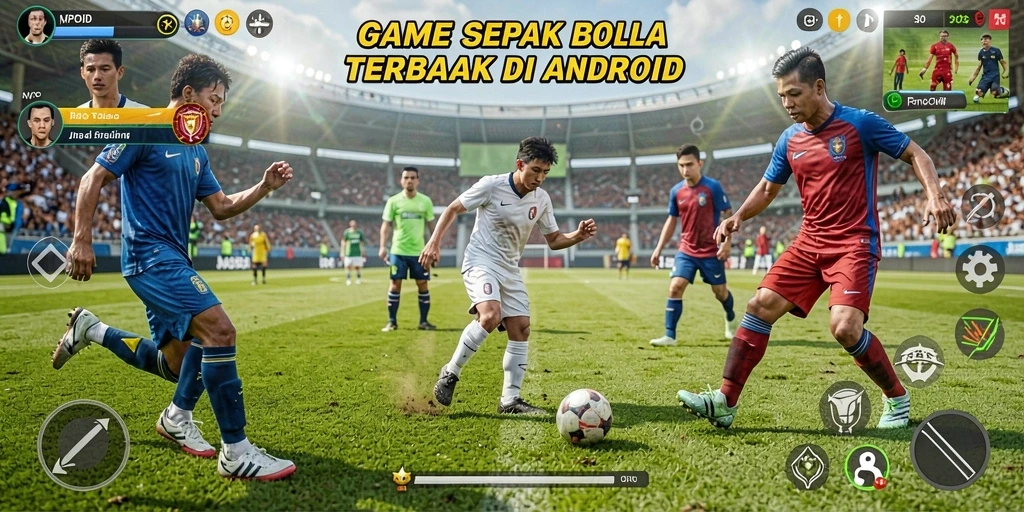 Tangkapan layar utama MPOID menampilkan aksi pertandingan sepak bola yang intens.