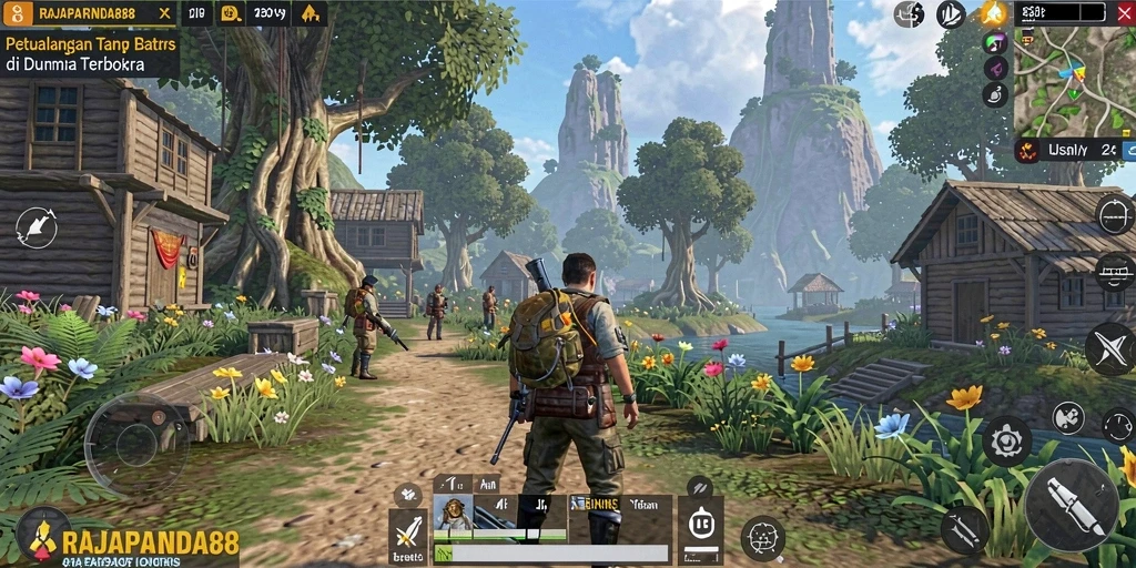Gambaran gameplay menarik dari RAJAPANDA88 dalam dunia terbuka yang luas.