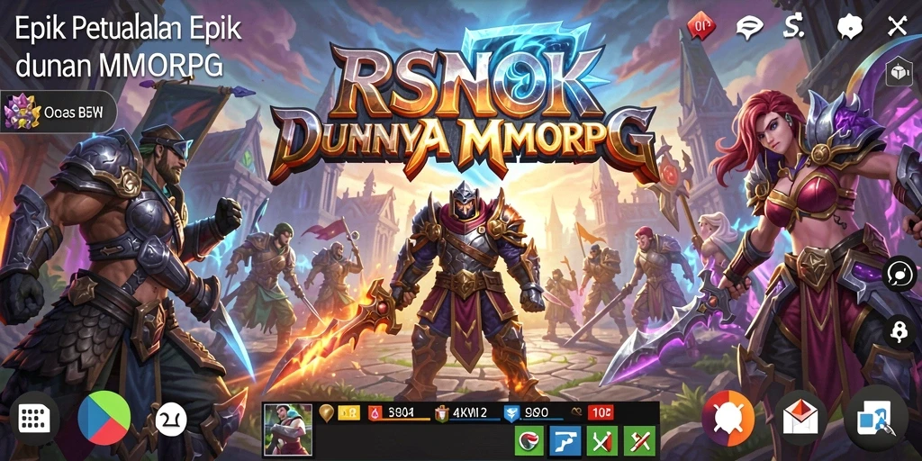 Screenshot RSNOK menampilkan aksi pertempuran dalam dunia MMORPG yang luas.