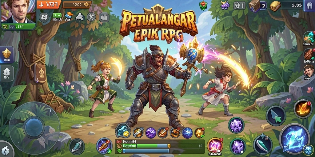 Tampilan gameplay RPG yang mendebarkan dan penuh aksi di V21.