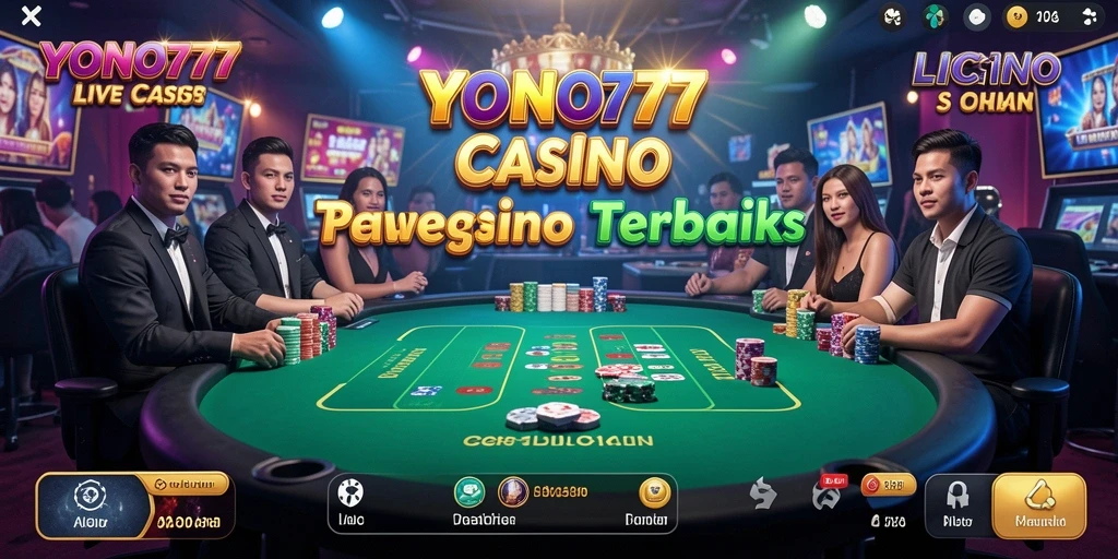 Screenshot menunjukkan dealer beraksi dalam permainan Live Casino di YONO777.